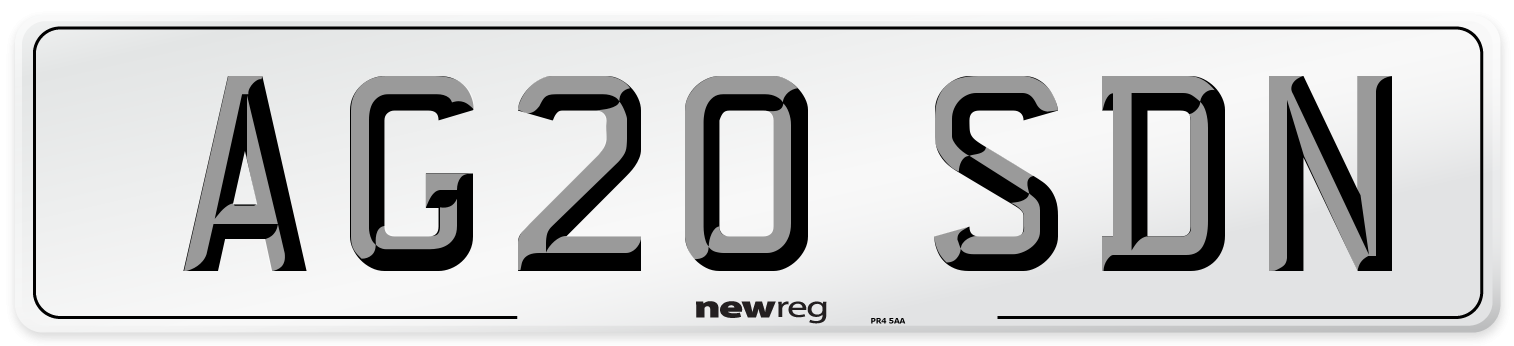AG20 SDN Number Plate from New Reg